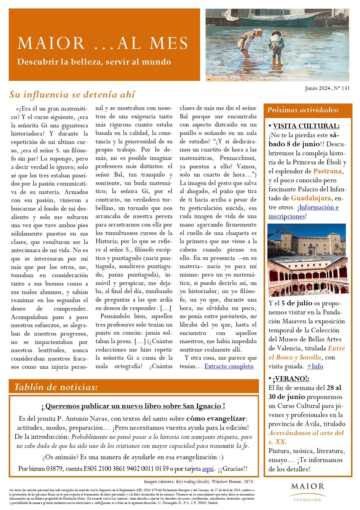 Boletín mensual de noticias y actividades de la Fundación Maior. Edición de junio 2024