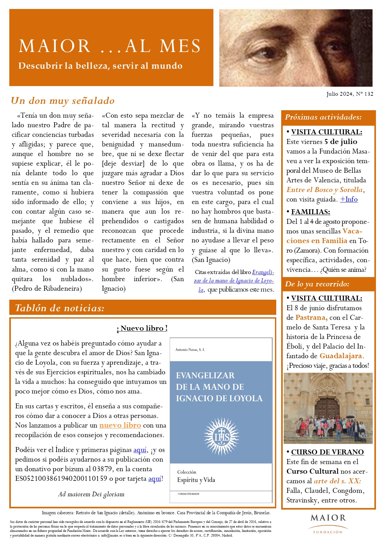 Boletín mensual de noticias y actividades de la Fundación Maior. Edición de julio 2024